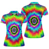 Maxcorners Rainbow Tie Dye Golf Shirt, Psychedelic Spiral Burst Pattern, Golf Shirt For Women LM1507