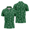 Maxcorners Stick Figure Golf Pose Shamrock Golf Shirt, St Patrick's Day Golf Tops For Men, Polo Shirts For Men