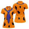 Maxcorners Fred Flintstone Costume Orange Design Golf Shirt, Women's Golf Shirt, Hawaiian Golf Shirt, Golf Polo For Women LM1507