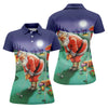 Maxcorners Women's Santa Night Golf Scene Golf Shirt, Christmas Golf Shirt, Women’s Golf Apparel LM1507