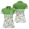 Maxcorners Custom Name Green Argyle Golf Icons Pattern Golf Shirt, Women’s Golf Polo, Golf Tops For Women, Printed Golf Shirt LM1507