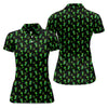 Maxcorners Neon Green Cocktails Three Leaf Clover St Patrick's Day Golf Shirt, Women's Golf Tops, Ladies Golf Shirts