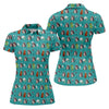 Maxcorners Teal Custom Photo Golf Icons Polo Shirt, Golf Tops For Women, Printed Golf Shirt LM1507