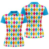 Maxcorners Retro Argyle Diamond Checkered Golf Shirt, Golf Polo For Women, Printed Golf Shirt LM1507
