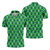 Maxcorners Lucky Four Leaf Clover Golf Ball Pattern Argyle Pattern St Patrick's Day Golf Shirt, Polo Shirts For Men