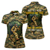 Maxcorners Camo Bigfoot Golfer Drinking Beer Polo Shirt, Golf Shirts For Women, Women’s Golf Apparel LM1507