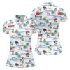 Maxcorners French Bulldog Beach Vacation Hawaiian Golf Polo Shirt, Ladies Golf Tops, Golf Polo For Women LM1507