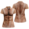 Maxcorners Funny Hairy Man Body Illusion Golf Shirt, Women's Golf Shirt, Hawaiian Golf Shirt, Golf Polo For Women LM1507