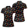Maxcorners Electric Guitar Pattern Black Golf Shirt, Women’s Golf Polo, Golf Shirts For Women, Printed Golf Shirt LM1507