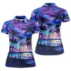 Maxcorners Moonlit Tropical Beach Palm Tree Golf Shirt, Women's Golf Shirt, Hawaiian Golf Shirt, Golf Polo For Women LM1507