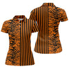 Maxcorners Orange Tiger Stripe Split Pattern Golf Shirt, Women's Golf Tops, Ladies Golf Shirts, Printed Golf Shirt LM1507