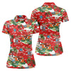 Maxcorners Women's Funny Tropical Santa Surfing Golf Shirt, Christmas Golf Shirt, Women’s Golf Polo LM1507