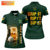 Maxcorners Grip It Rip It Sip It Golf And Beer St Patrick's Day Green Women's Golf Tops Ladies Golf Polos