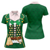 Maxcorners St Patrick's Day Green Leprechaun Costume Print Golf Shirt, Ladies Golf Polos, Golf Shirt For Women