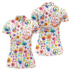 Maxcorners Retro Love Peace Van Floral Hawaiian Golf Shirt, Women’s Golf Tops, Performance Golf Shirt LM1507