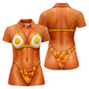 Maxcorners Funny Fried Egg Bikini Body Golf Shirt, Women’s Golf Polo, Ladies Golf Tops, Printed Golf Shirt LM1507