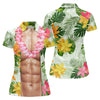 Maxcorners Light Skin Tropical Muscle Chest Hawaiian Golf Polo Shirt, Golf Shirts For Women, Women's Golf Apparel LM1507