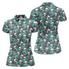 Maxcorners Teal Rose Skull Gothic Pattern Golf Polo Shirt, Ladies Golf Shirt, Golf Polo For Women LM1507