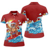 Maxcorners Women's Funny Santa Surfing Golf Shirt, Christmas Golf Shirt, Women’s Golf Apparel LM1507