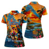 Maxcorners Retired Parrot Flamingo Pirate Tropical Golf Shirt, Women’s Golf Polo, Ladies Golf Shirts, Printed Golf Shirt LM1507