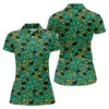 Maxcorners Shamrock Beer Lucky Four Leaf Clover St Patrick's Day Pot Of Gold Women's Golf Shirts, Ladies Golf Polos
