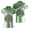 Maxcorners St Patrick's Day Celtic Knotwork Pattern Shamrock Golf Shirt, Women's Golf Tops, Ladies Golf Polos