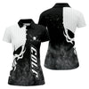 Maxcorners Monochrome Skull Golf Ball Graphic Golf Shirt, Golf Polo For Women, Printed Golf Shirt LM1507