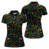Maxcorners Black Neon Paint Splatter Golf Shirt, Women's Golf Tops, Performance Golf Shirt LM1507