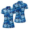 Maxcorners Blue Tropical Hibiscus Floral Golf Shirt, Womens Golf Tops, Women’s Golf Apparel LM1507