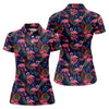 Maxcorners Dark Tropical Pink Flamingo Pattern Golf Shirt, Women’s Golf Apparel, Hawaiian Golf Shirt, Golf Polo For Women LM1507