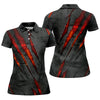 Maxcorners Red Claw Marks Hawaiian Golf Shirt, Scratch Print Women's Golf Tops, Ladies Golf Shirts LM1507