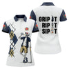 Maxcorners Funny Skeleton Golfer Drinking Beer Polo Shirt, Women’s Golf Apparel, Ladies Golf Shirts LM1507