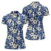 Maxcorners Blue Hawaiian Surfboard Hibiscus Golf Shirt, Women's Golf Shirt, Hawaiian Golf Shirt, Golf Polo For Women LM1507
