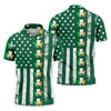Maxcorners Irish Shamrock Vertical Stripes St Patrick's Day Golf Shirt, Polo Shirts For Men, Golf Shirts For Men