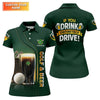 Maxcorners If You Drink Definitely Drive Golf And Beer Black Beer St Patrick's Day Green Women's Golf Tops, Ladies Golf Polos