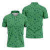 Maxcorners Dark Green Golf Items Seamless Pattern St. Patrick’s Day Shamrock Golf Shirt, Golf Shirts For Men