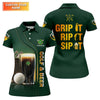 Maxcorners Grip It Rip It Sip It Golf And Beer St Patrick's Day Green Women's Golf Tops, Ladies Golf Polos