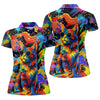 Maxcorners Colorful Cat Wearing Sunglasses Art Golf Shirt, Women's Golf Shirt, Hawaiian Golf Shirt LM1507
