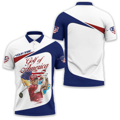 Maxcorners Trump Golf Of America Custom Men's Golf Polo Shirt, US Patriotic Pride Men's Golf Polo Shirt, Patriotic Golf Shirt, USA Golf Shirt LM0509