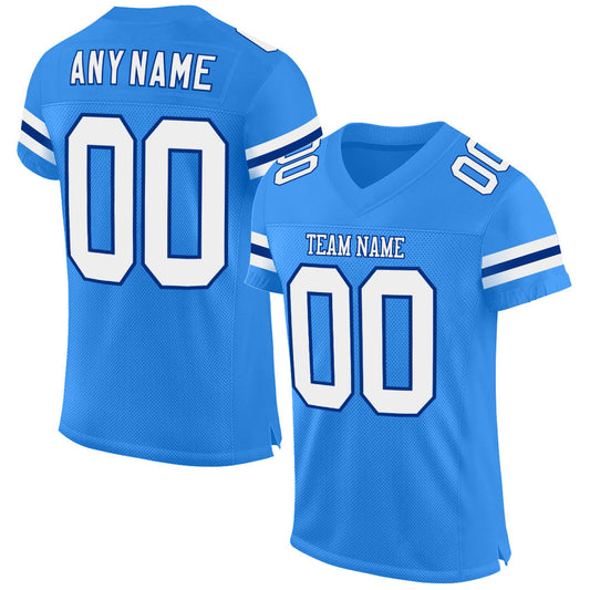 Maxcorners Custom Powder Blue White-Royal Mesh Authentic Football Jersey LM2605