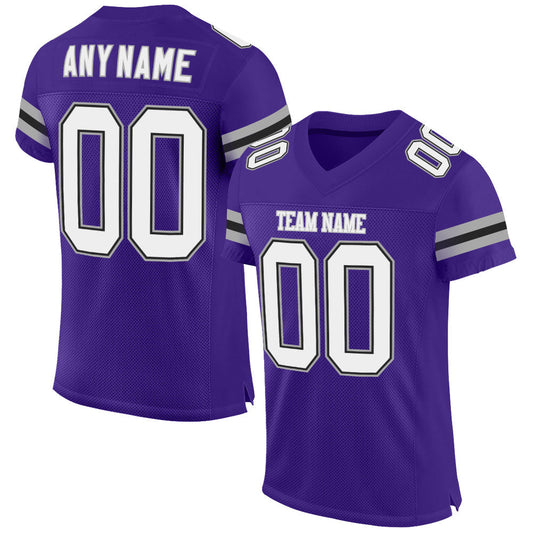 Maxcorners Custom Purple White-Gray Mesh Authentic Football Jersey LM2605