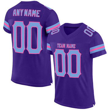 Maxcorners Custom Purple Light Blue-Pink Mesh Authentic Football Jersey LM2605