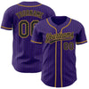 Maxcorners Custom Purple Black Pinstripe Black-Old Gold Authentic Baseball Jersey LM2605