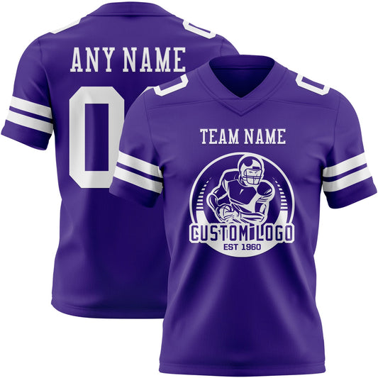 Maxcorners Custom Purple White Authentic Football Jersey LM2605