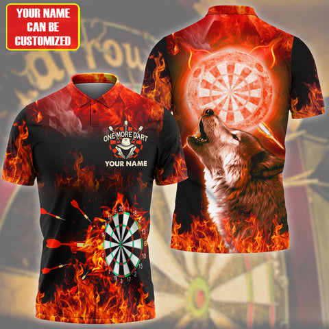 MaxCorners Darts Wolf Red Version Customized Name 3D Polo Shirt For Men