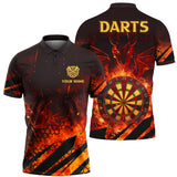MaxCorners Darts Dragon Fire Pattern Customized Name 3D Polo Shirt For Men