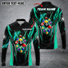 Maxcorners Billiards 8 Ball Texture Multicolor Option Customized Name Long Sleeve Polo Shirt