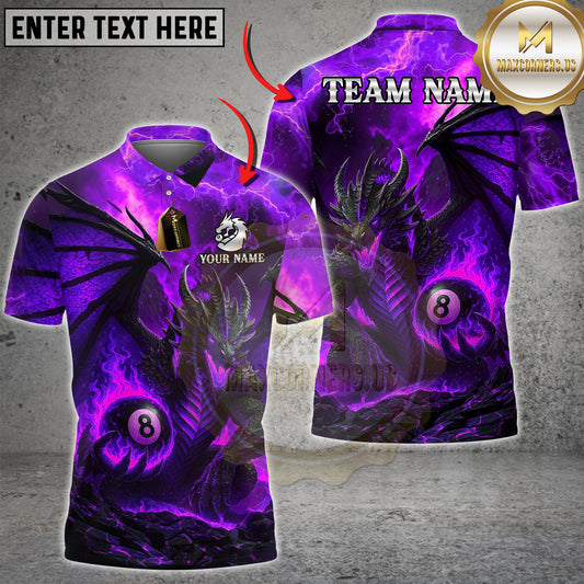 Maxcorners Billiards Shirt Fire Dragon Lava Flame Multicolor Options Personalized Name, Team Name 3D Shirt (4 Colors)