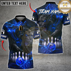 Maxcorners Bowling Shirt Black Panther Lightning Multioptions Personalized Name, Team Name Unisex 3D Shirt (4 Colors)