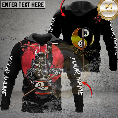 Maxcorners Samurai Billiard Warrior Multicolor Customized Name, Team Name 3D Shirt For Arther